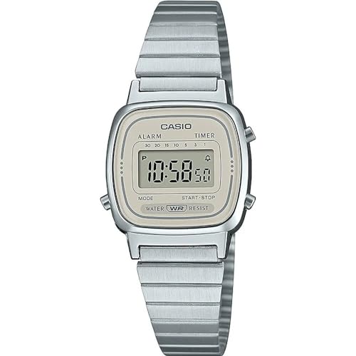 カシオ ステンレススチール ブレスレット LA670WEA コレクション ヴィンテージ クォーツ デジタルウォッチ, ベージュ, Standard, ブレスレット
